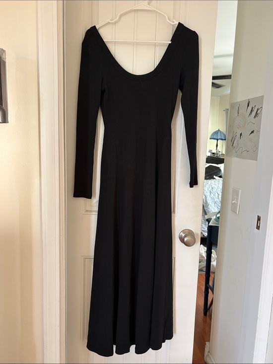 Marine Layer Dresses & Skirts - Marine Layer Black Long-Sleeve Lexi Rib Fit & Flare Dress